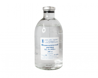 Физиологический раствор, рН 5,0–7,5, 450 мл, ПанЭко